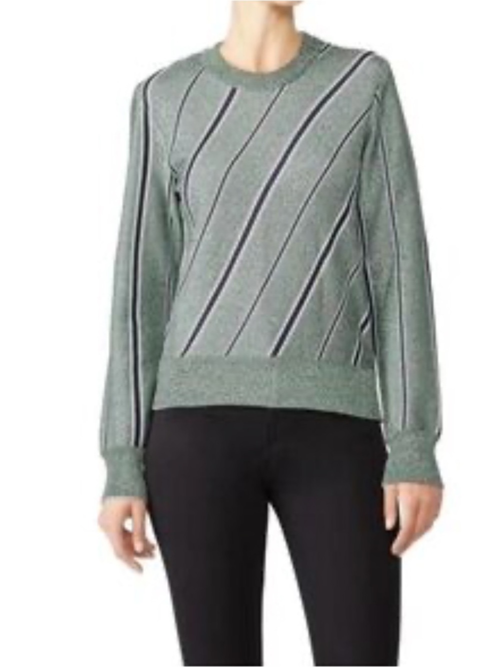 Cedric Charlier green striped Lurex sweater size S Crew neck A26 Made Italy Pul